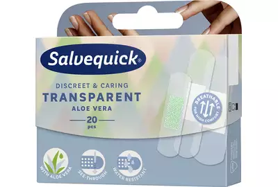 SALVEQUICK DISCREET&amp;CARING PLASTRY TRANSPARENT ALOE VERA Plastry transparentne - 20 sztuk