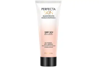 Perfecta Skin Małgorzata Kożuchowska krem ochronny do twarzy, szyi i dekoltu chroniący przed fotostarzeniem i przebarwieniami SPF50+ 40ml