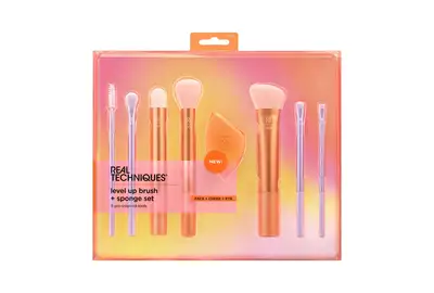 Real Techiques Level Up Brush+Sponge Set Zestaw 7 pędzli do makijażu + gąbka