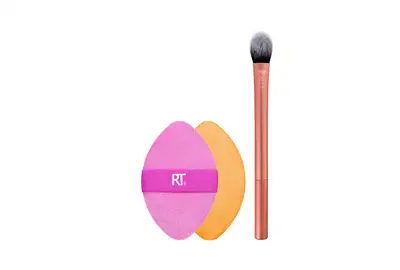 Real Techniques Precision Perfection Zestaw do makijażu Pędzel do korektora + Aplikator do pudru i gąbka do makijażu 2w1