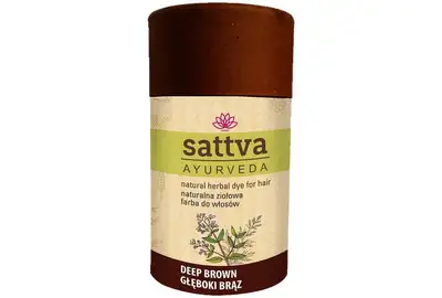 Sattva Ayurveda Naturalna ziołowa farba henna do włosów - Głęboki brąz 150g