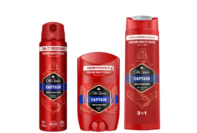 [Zestaw] Old Spice Captain 3w1 Żel pod prysznic dla mężczyzn 400ml + Old Spice Captain Dezodorant męski w sztyfcie - Ocean 50ml + Old Spice Captain 24/7 Dezodorant w sprayu 150ml