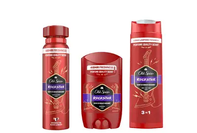 [Zestaw] Old Spice Rockstar Dezodorant męski w sztyfcie - Bergamotka 50ml + Old Spice Rockstar 48H Deozodrant w sprayu 150ml + Old Spice Rockstar Żel pod prysznic dla mężczyzn 400ml