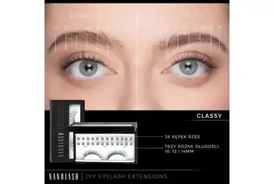 Nanolash Diy Eyelash Extensions Starter Kit Zestaw startowy do przedłużania sztucznych rzęs bondingowych kępki - Classy 36szt