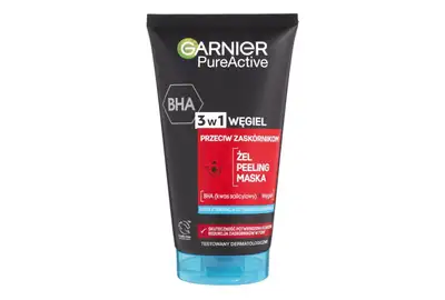 Garnier Czysta Skóra 3w1 Aktywny węgiel przeciw zaskórnikom - żel peeling maska 150ml