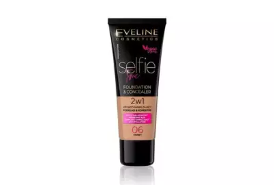 EVELINE SELFIE TIME 2W1 Kryjąco-nawilżający podkład i korektor - 06 HONEY 30ml