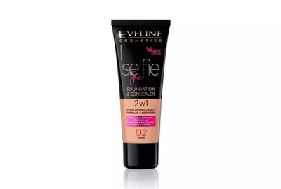 EVELINE SELFIE TIME 2W1 Kryjąco-nawilżający podkład i korektor - 02 IVORY 30ml