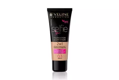 EVELINE SELFIE TIME 2W1 Kryjąco-nawilżający podkład i korektor - 03 VANILLA 30ml