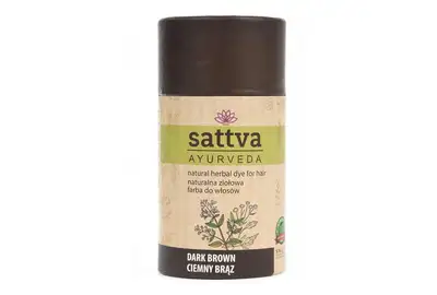 SATTVA AYURVEDA Naturalna ziołowa farba henna do włosów - DARK BROWN 150g