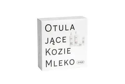 Ziaja Zestaw prezentowy Otulające Kozie Mleko - Krem 2 odżywczo-wygładzający 50ml + Mleczko do ciała 400ml + Kremowy żel myjący 500ml + Krem do rąk 50ml