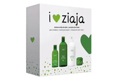 ZIAJA Oliwkowy Zestaw Płyn micelarny 200ml + Mydło pod prysznic 500ml + Mleczko do ciała 400ml + Krem 50ml