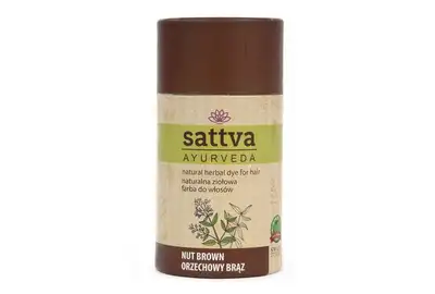 SATTVA AYURVEDA Naturalna ziołowa farba henna do włosów - NUT BROWN 150g