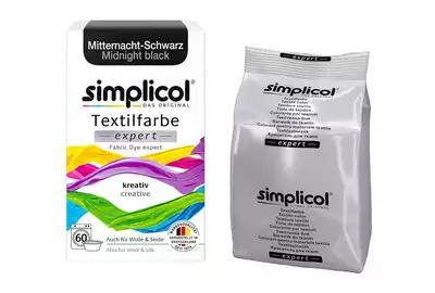 Simplicol Textilfarbe Barwnik do tkanin Czarny Midnight black Niemiecki 150g