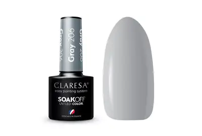 Claresa Lakier hybrydowy Gray 206 Soak Off UV/LED 5g