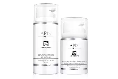 [Zestaw] APIS MEN TERAPIS Serum nawilżające dla mężczyzn 100ml + APIS MEN TERAPIS Krem wygładzający dla mężczyzn z z minerały z Morza Martwego 50ml