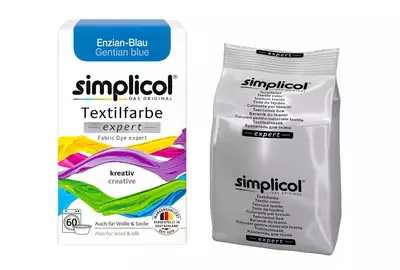 Simplicol Textilfarbe Barwnik do tkanin Gentian Blue Niebieski Gencjan Niemiecki 150g