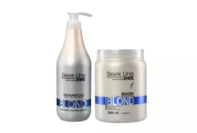 Stapiz Sleek Line Blond Maska z jedwabiem 1000ml + szampon do włosów z jedwabiem 1000ml