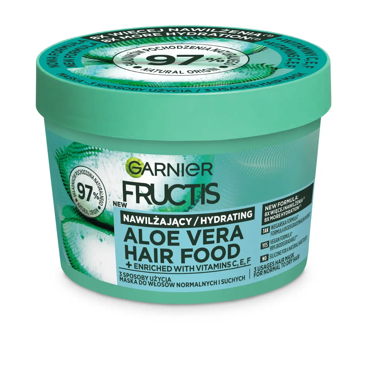 Garnier Fructis Aloe Vera Hair Food Nawilajca maska do wosw suchych i  normalnych 400ml - DARMARSKLEP.pl