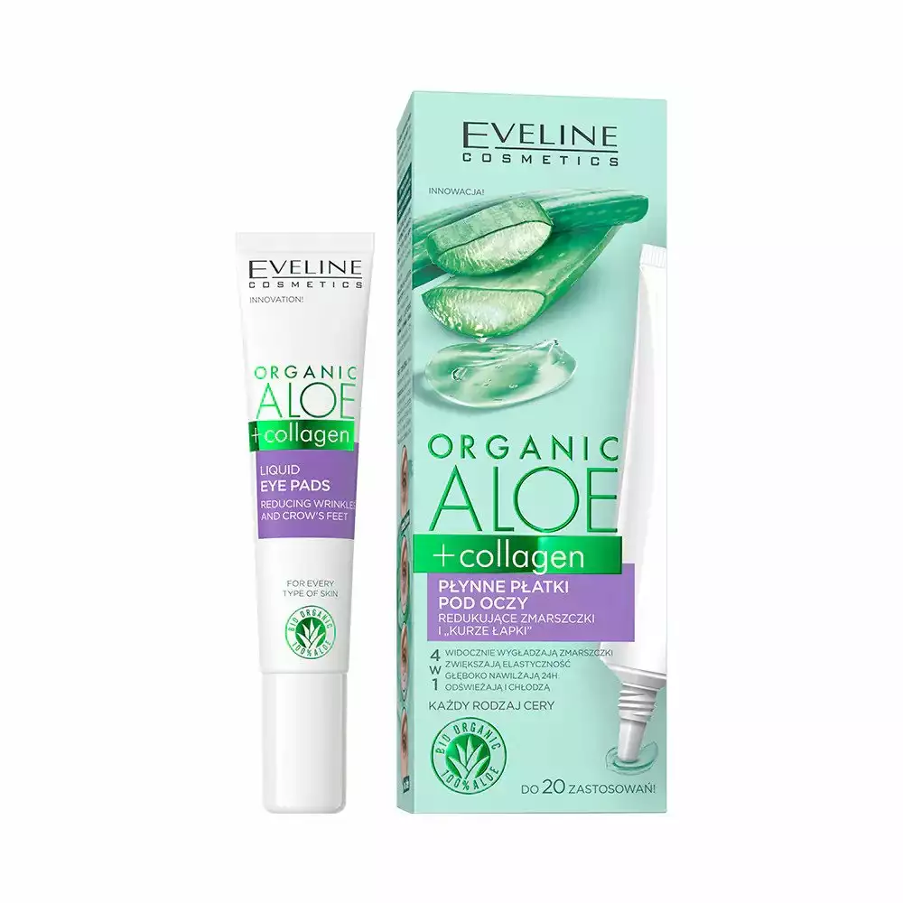 Eveline Organic Aloe + Collagen Patki pod oczy redukujce zmarszczki i  kurze apki 20ml - DARMARSKLEP.pl