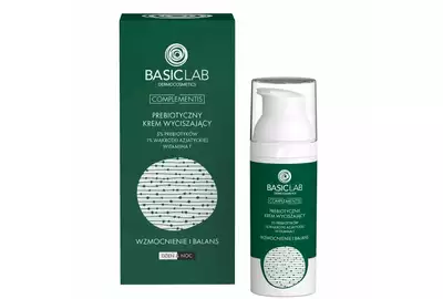 BasicLab Complementis Prebiotyczny Krem Wyciszający 5%Prebiotyków 1%Wąkrotki azjatyckiej witamina F Wzmocnienie i Balans 50ml