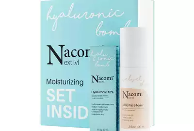 Nacomi Ext lvl Hialuronic Bomb Zestaw Moisturizing Set Inside 2 Tonik mleczny do twarzy nawilżający 100ml + Serum kwas hialuronowy 10% 30ml