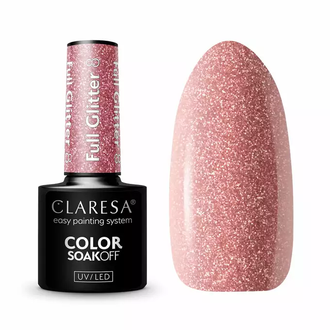 Claresa Lakier hybrydowy Full Glitter 8 Soak Off UV/LED 5g