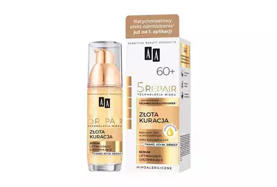 AA 5 Repair Złota Kuracja Serum Liftingująco - Ujędrniająca Twarz, Szyja, Dekolt 60+ 35ml