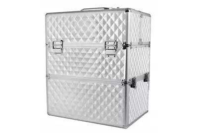 Sunone Kuferek kosmetyczny XL srebrny wzorek Silver na lakiery lampę 35x25x42cm