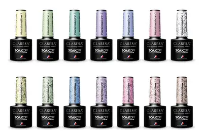 Claresa Lakier hybrydowy Marshmallow Zestaw 1 + 2 + 3 + 4 + 5 + 6 + 7 + 8 + 9 + 10 + 11 + 12 + 13 + 14 SoakOff UV/LED 14x5g