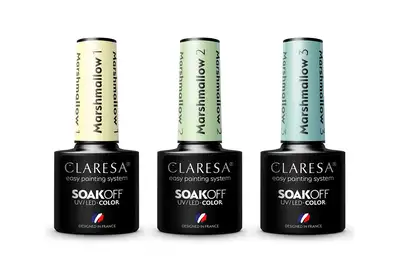 Claresa Lakier hybrydowy Marshmallow Zestaw 1 + 2 + 3 SoakOff UV/LED 3x5g