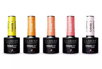 Claresa Lakier hybrydowy Candy Zestaw 1 + 2 + 3 + 4 + 5 SoakOff UV/LED 5x5g