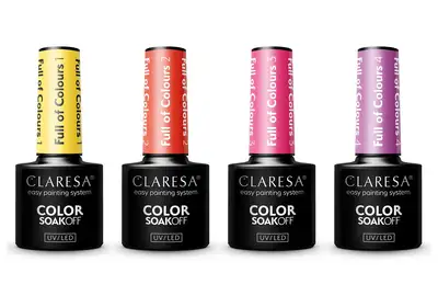 Claresa Lakier hybrydowy Full Of Colours Zestaw 1 + 2 + 3 + 4 SoakOff UV/LED 4x5g