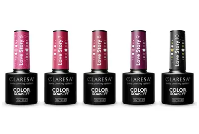 Claresa Lakier hybrydowy Love Story Zestaw 6 + 7 + 8 + 9 + 10 SoakOff UV/LED 5x5g
