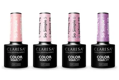Claresa Lakier hybrydowy So Simple Zestaw 4 + 5 + 6 + 7 SoakOff UV/LED 4x5g
