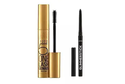 Zestaw: AVON Tusz do rzęs 5in1 ONE LASH GENIUS + Kredka czarna Glimmerstick Blackest Black