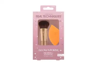 Real Techniques Glowstorm Zestaw do makijażu Mini pędzelek do blendowania+Gąbka do makijażu