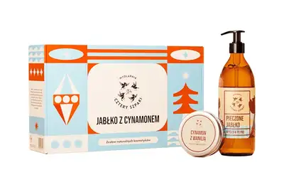 Mydlarnia Cztery Szpaki Zestaw prezentowy - Jabłko z cynamonem - puszysty mus do ciała cynamon z wanilią 150ml + mydło w płynie pieczone jabłko 500ml