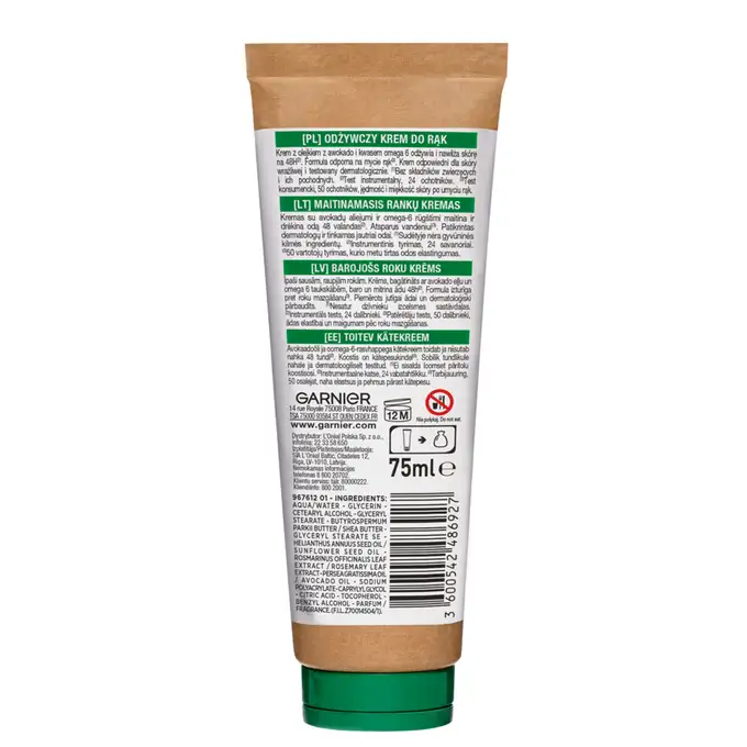LOR. GARNIER HANDFOOD AVOCADO KREM DO RĄK